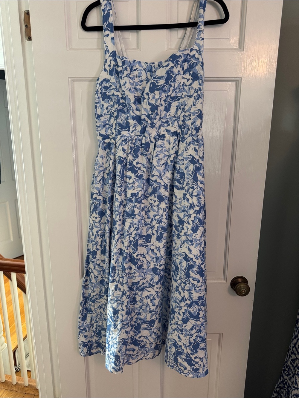 Quince Blue and White Floral Midi Skirt